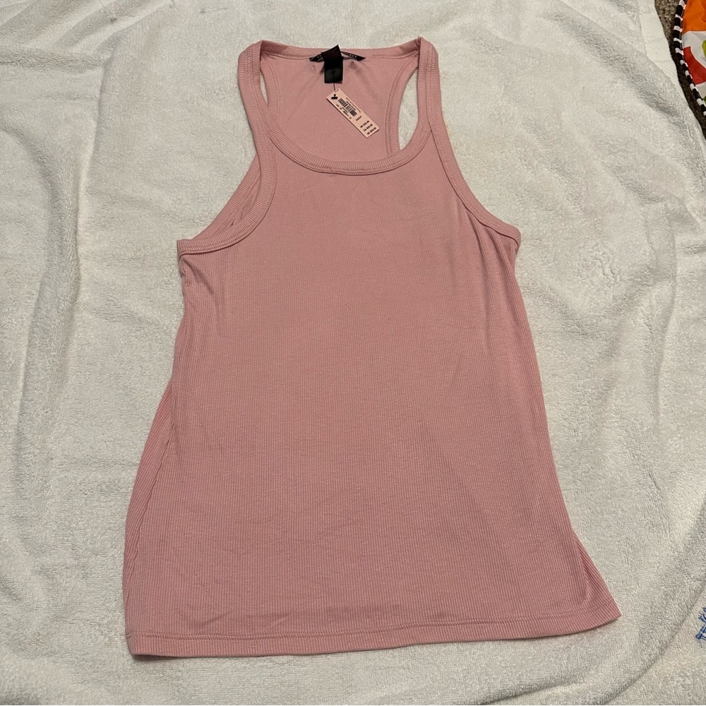 NWT Victoria’s Secret XS Ribbed Racerback Tank Top in a Beautiful Pink Color.